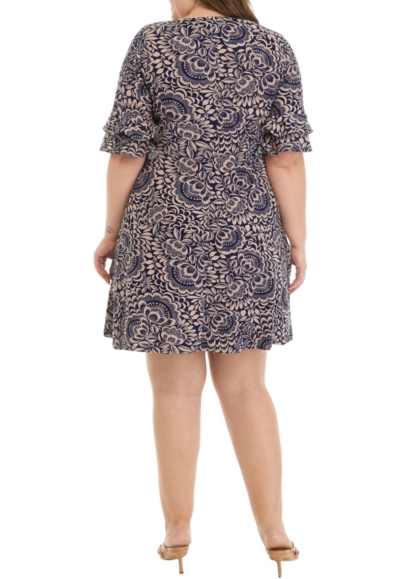 Plus Size Printed A-Line Dress