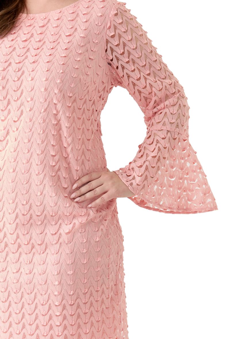 Perceptions Plus Size Long Sleeve Scoop Neck Solid Lace Dress | Belk