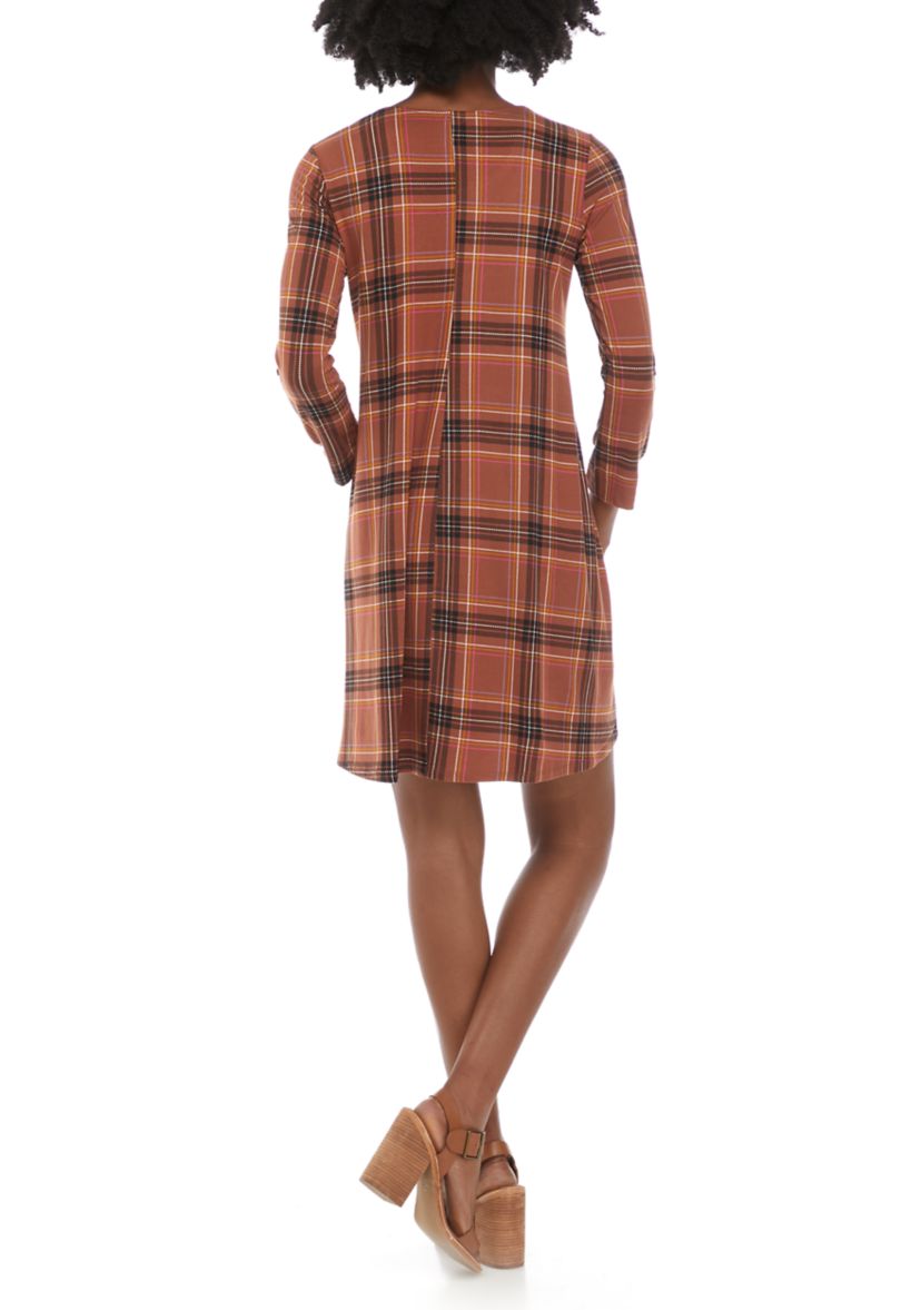 Juniors 3/4 Roll Tab Sleeve Peached Dress 