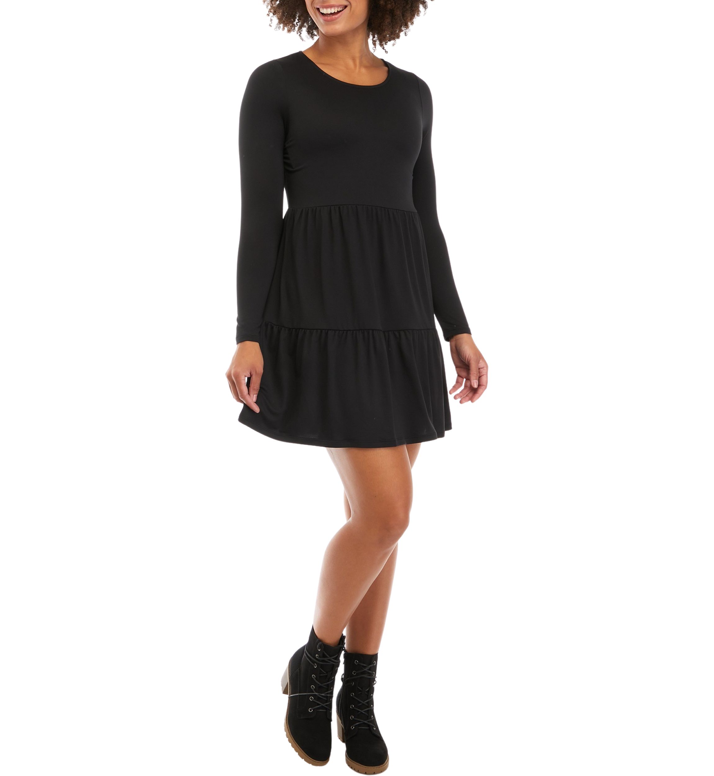 Juniors Long Sleeve Yummy Babydoll Dress
