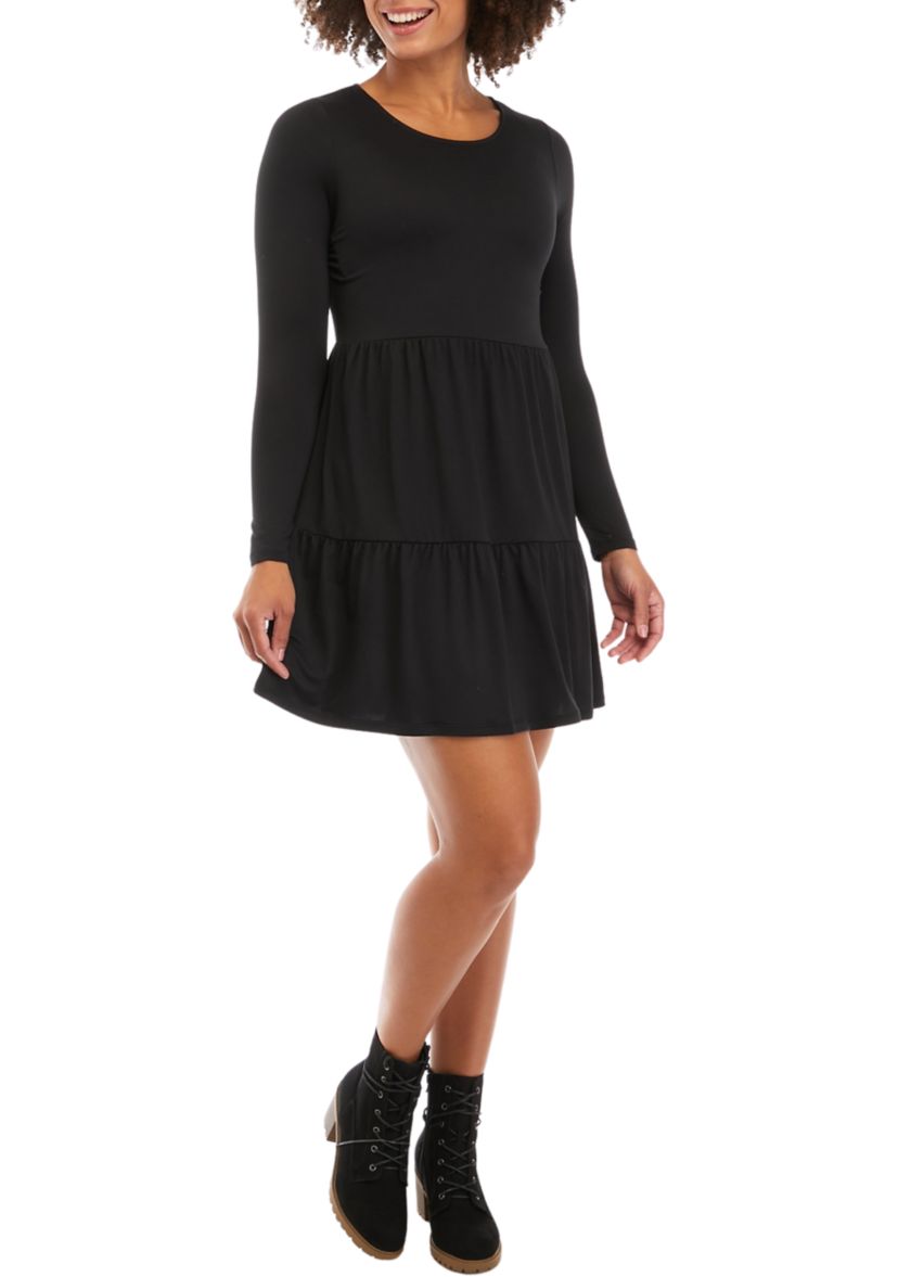 Juniors Long Sleeve Yummy Babydoll Dress