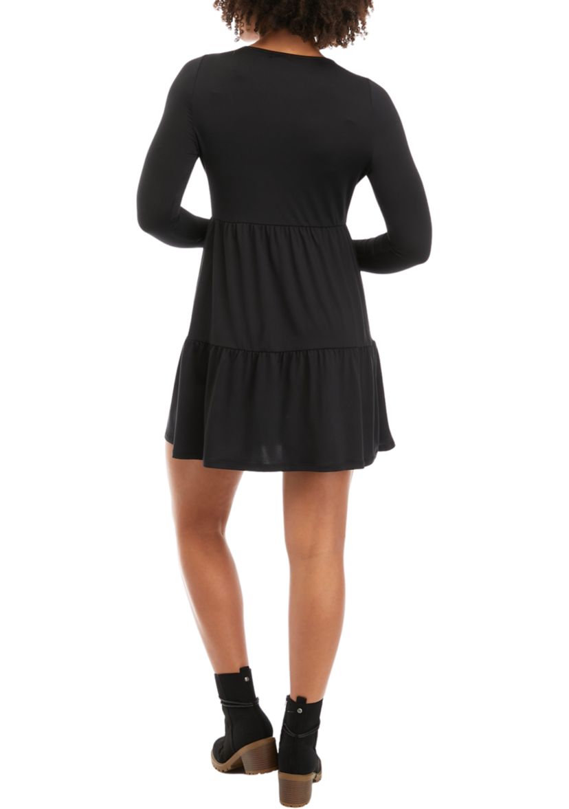 Juniors Long Sleeve Yummy Babydoll Dress