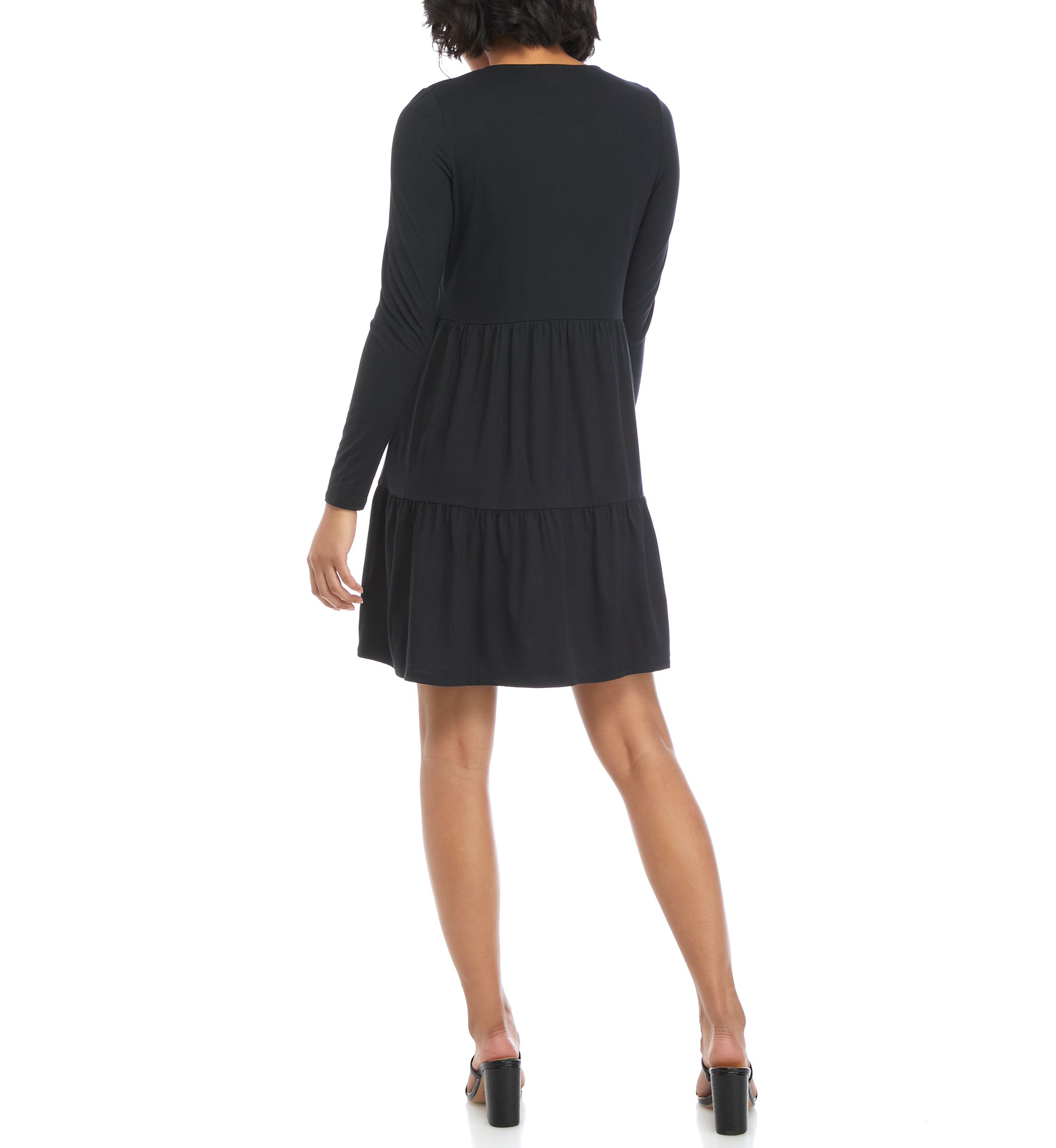 Juniors Long Sleeve Peached Babydoll Dress 