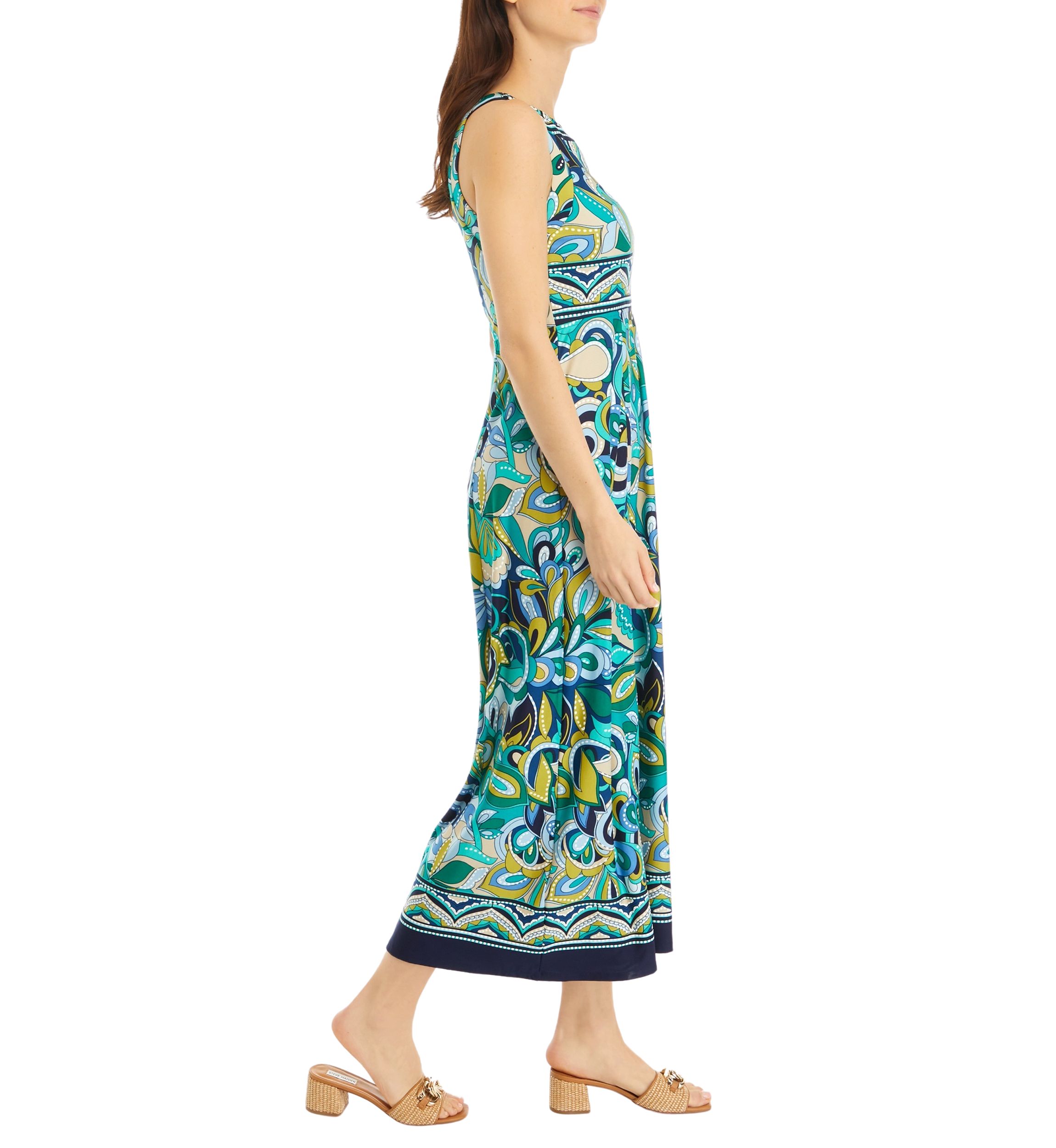 Womens Sleeveless Halter Neck Printed Maxi Dress