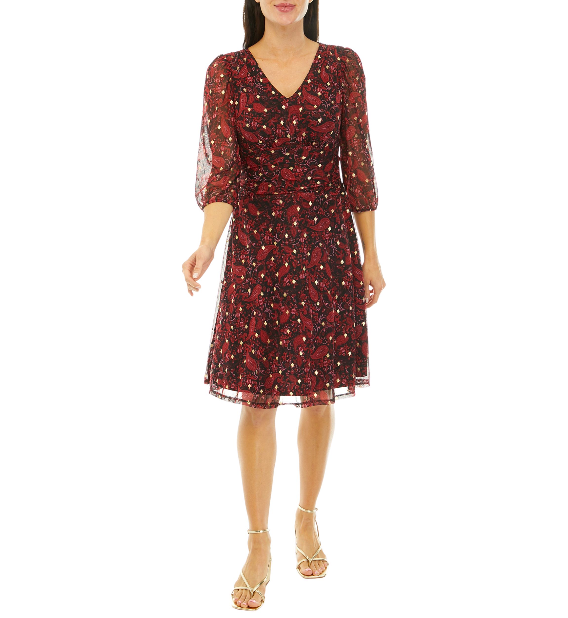 organza lace dress styles Joseph Ribkoff Mesh And Lace A-Line Dress With Organza Flower Detail S –  DECABANA main image 1