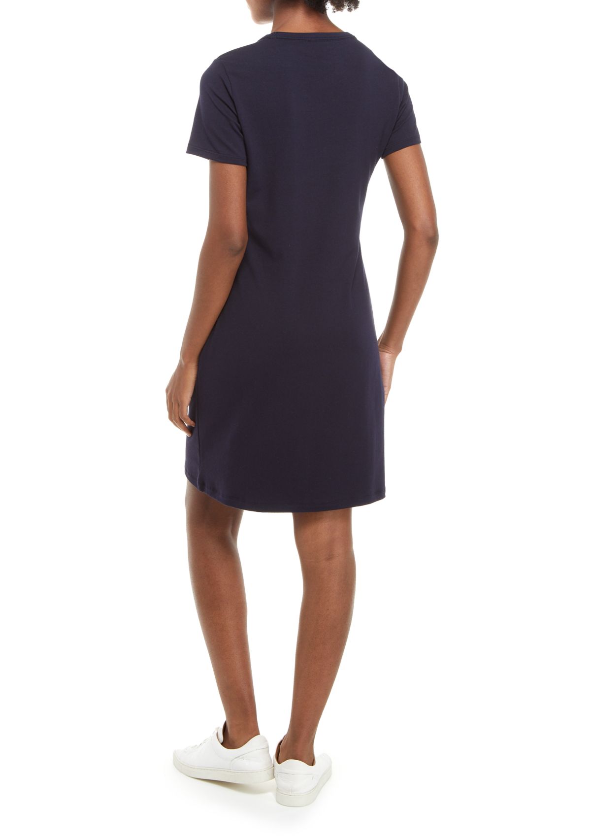 Short Sleeve Metallic Logo T-Shirt Dress