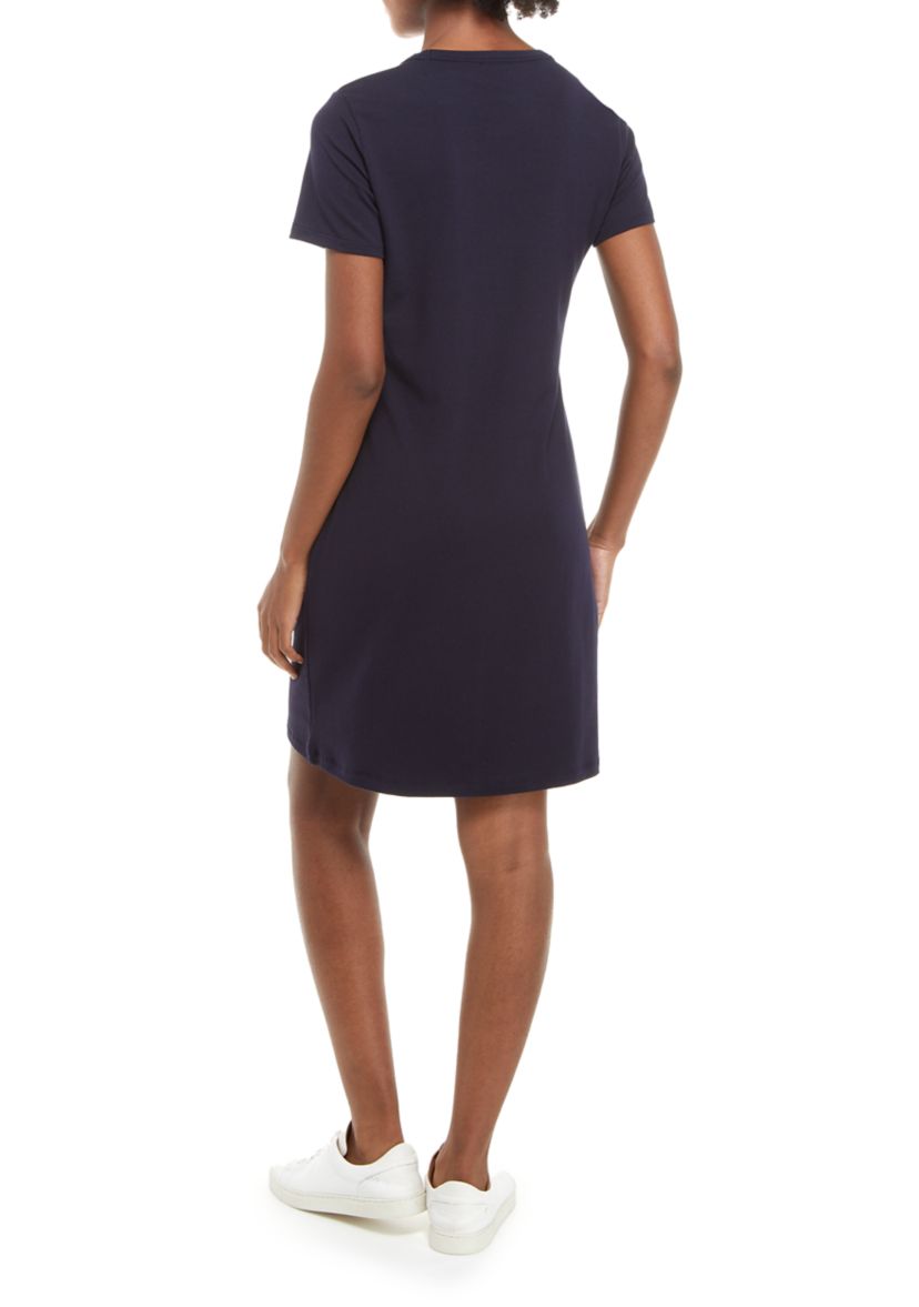 Short Sleeve Metallic Logo T-Shirt Dress