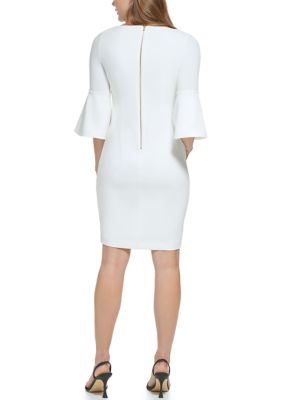 Calvin klein double tier bell sleeve sheath clearance dress