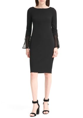 Calvin Klein Women s Long Flutter Sleeve Solid Shift Dress belk