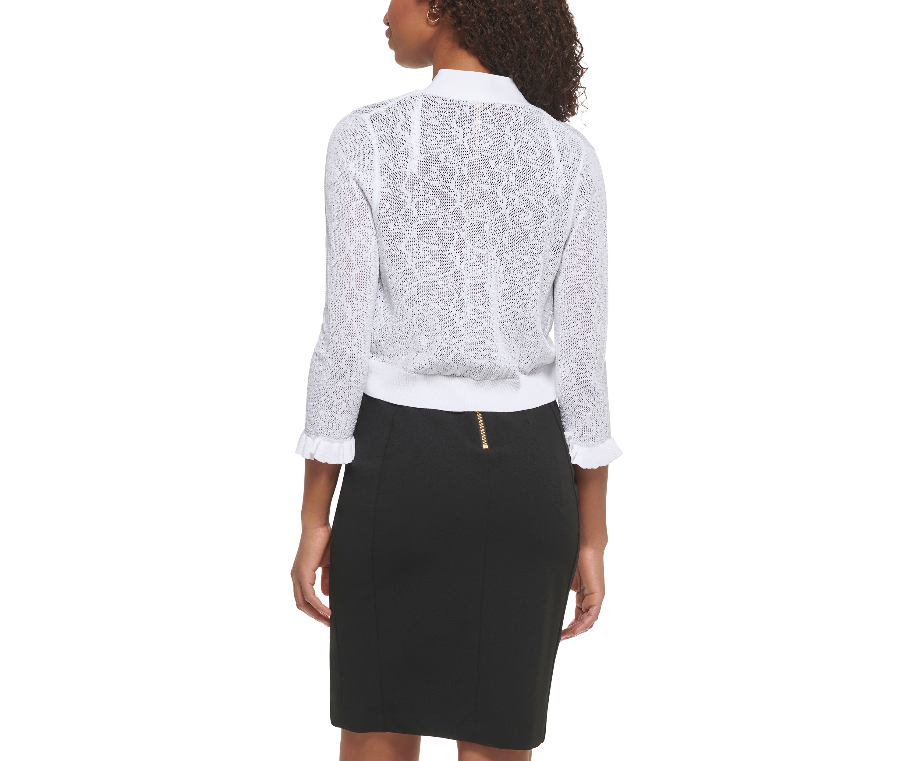 Womens 3/4 Sleeve Solid Knit Shrug