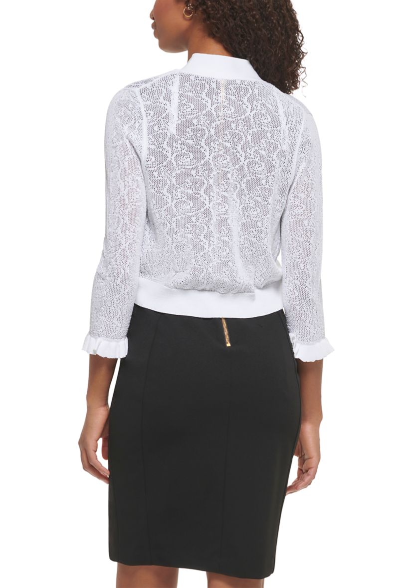 Womens 3/4 Sleeve Solid Knit Shrug