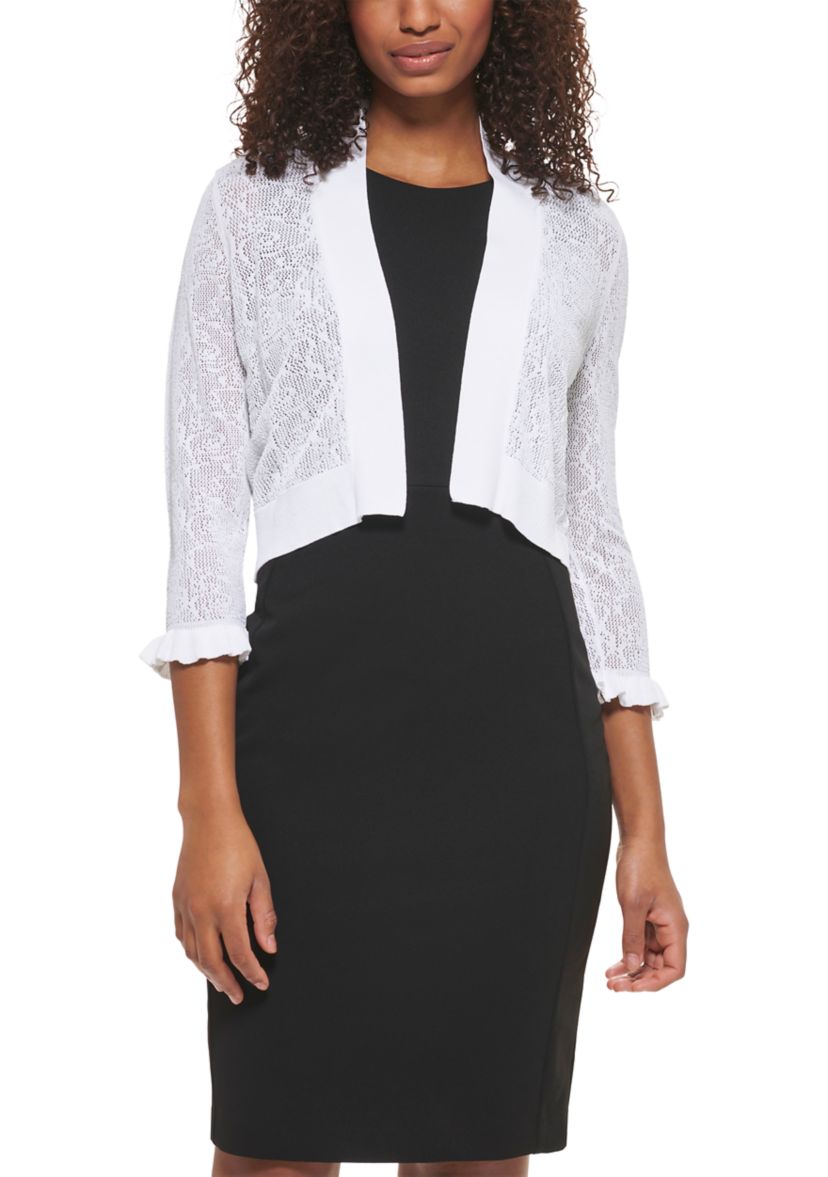 Womens 3/4 Sleeve Solid Knit Shrug