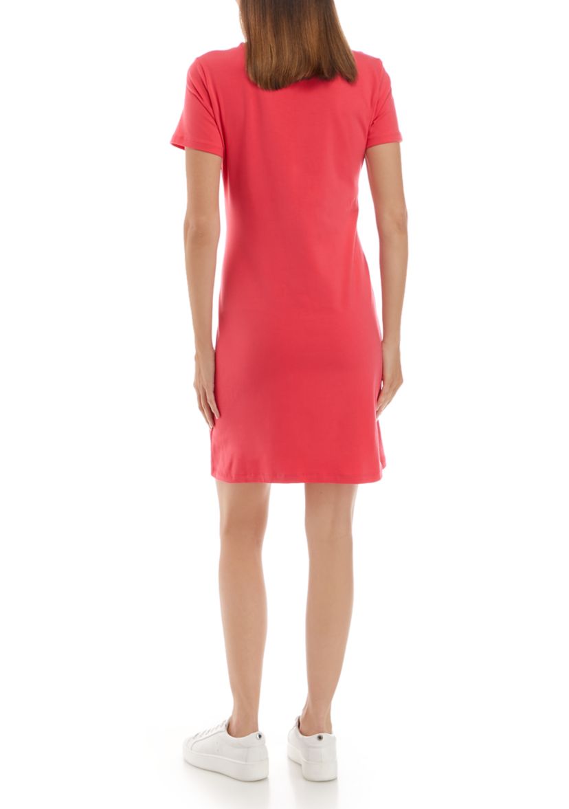 Womens Short Sleeve Metallic Logo T-Shirt Dress 