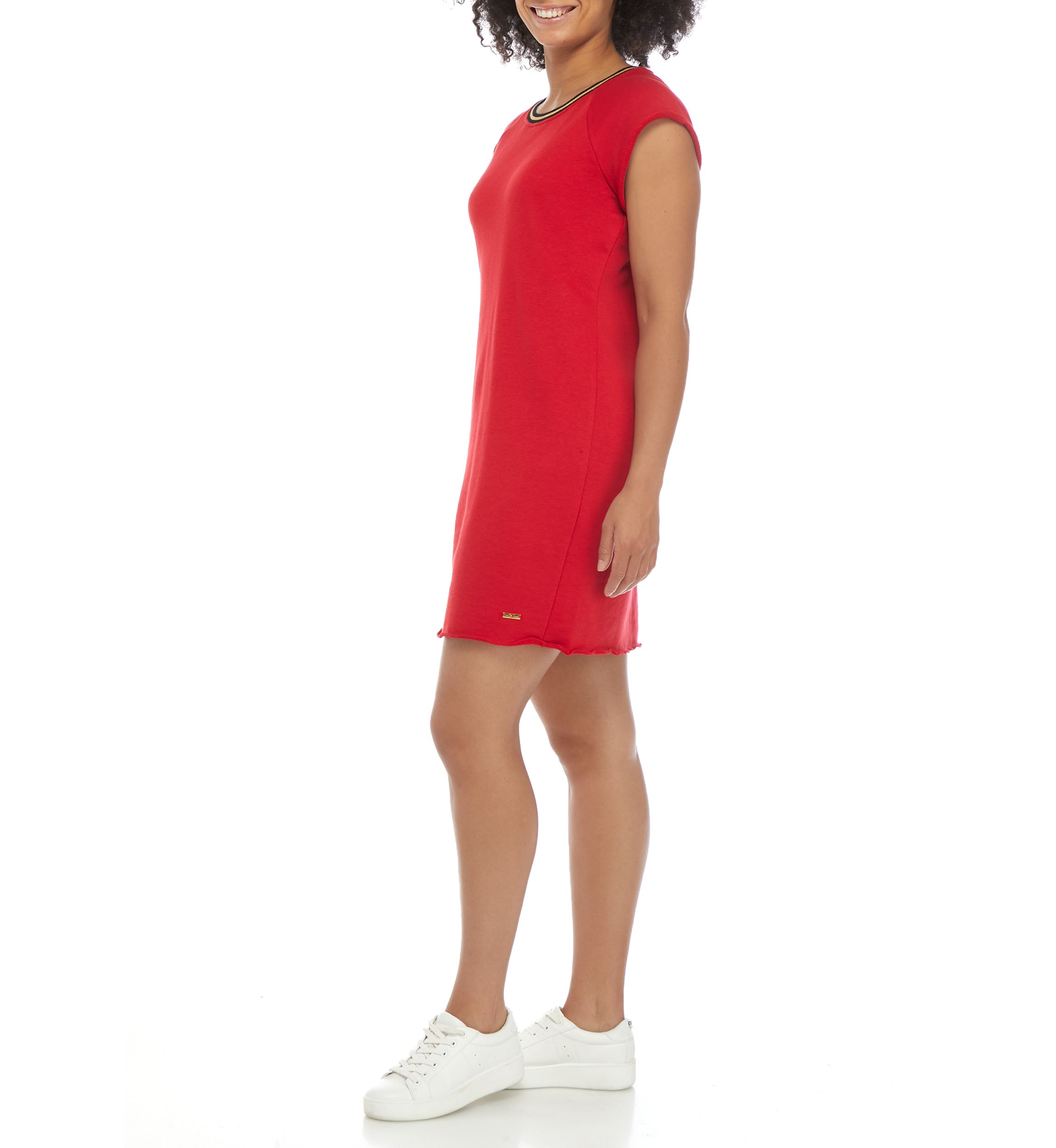 Calvin Klein Cap Sleeve Contrast Neck French Terry T-Shirt Dress | Belk