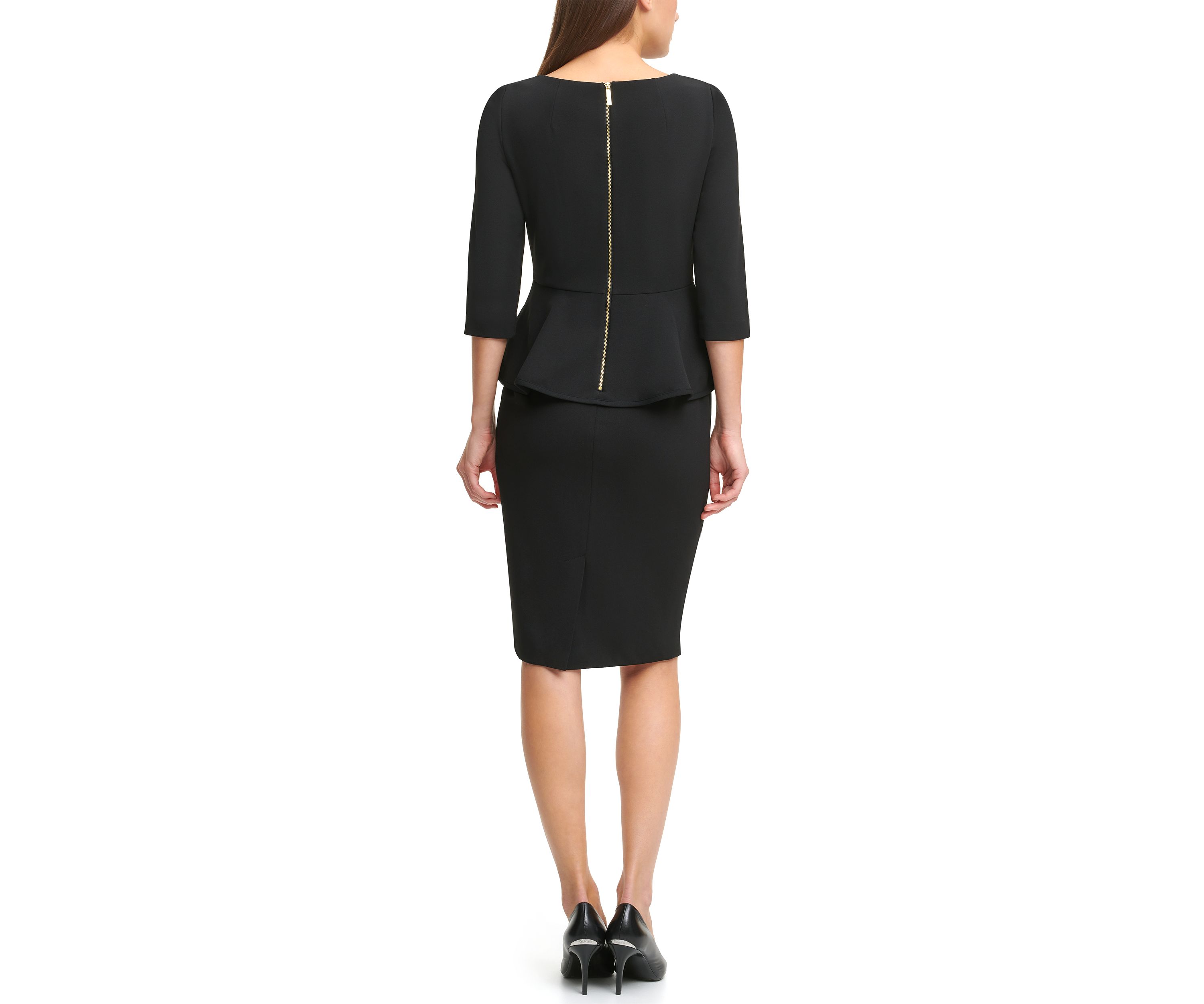 Womens Boat Neck Solid Sheath Dress