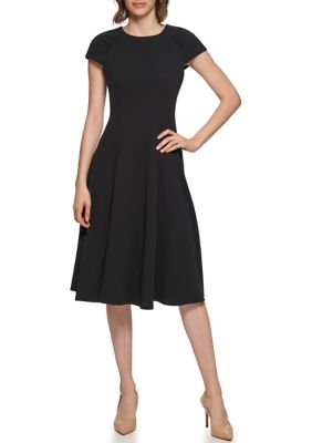 Calvin Klein Women's Cap Sleeve Scuba Crepe Fit and Flare Dress | belk