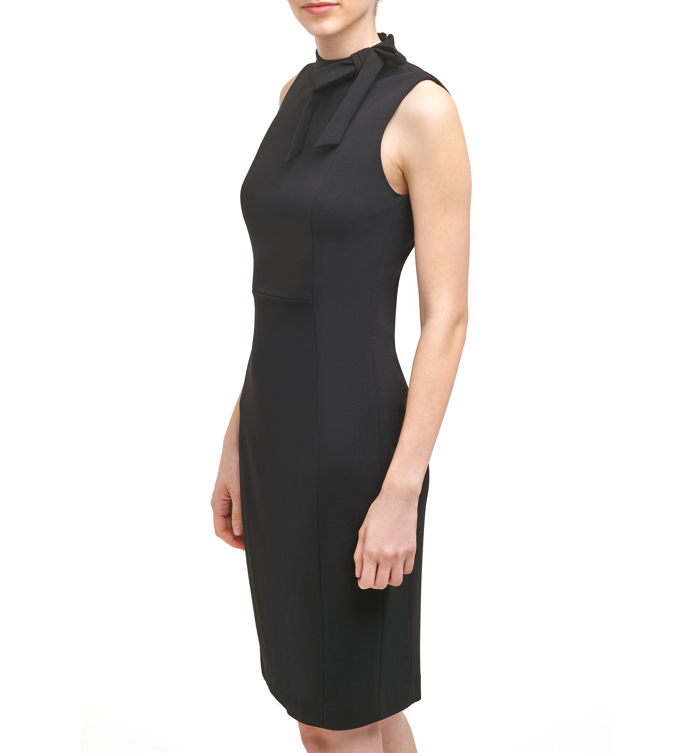 Womens Sleeveless Bow Neck Sheath Dress