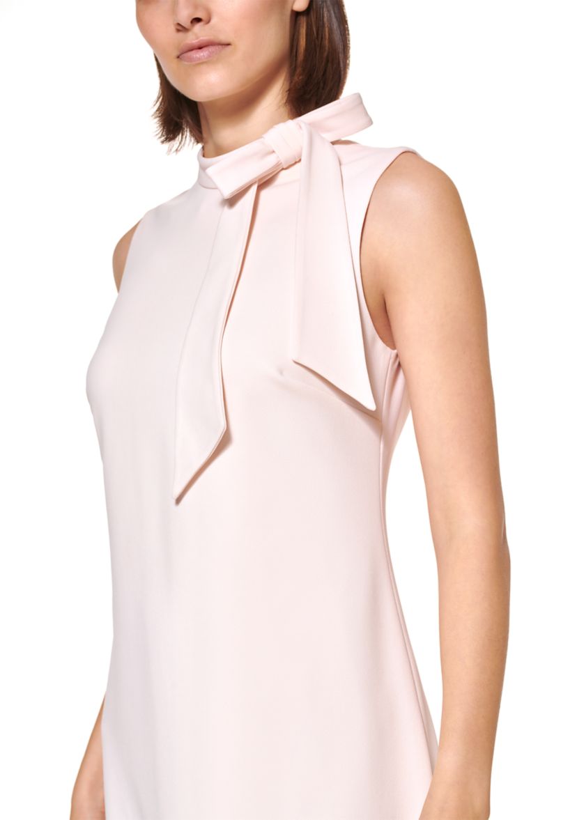 Womens Sleeveless Bow Neck Scuba Crepe Dress 