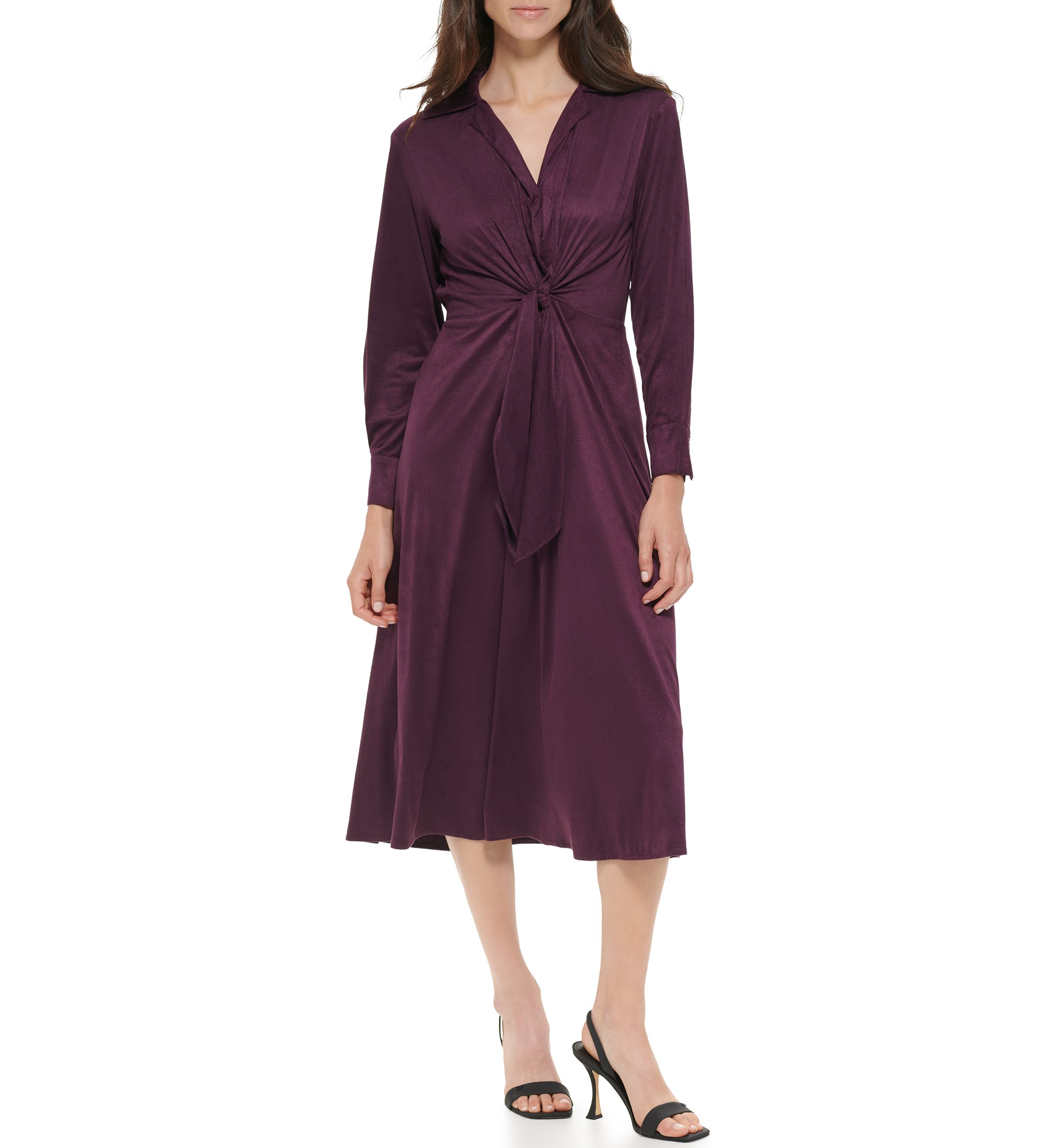 Womens Long Sleeve Tie Waist Dress