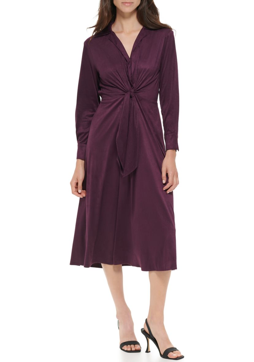 Womens Long Sleeve Tie Waist Dress
