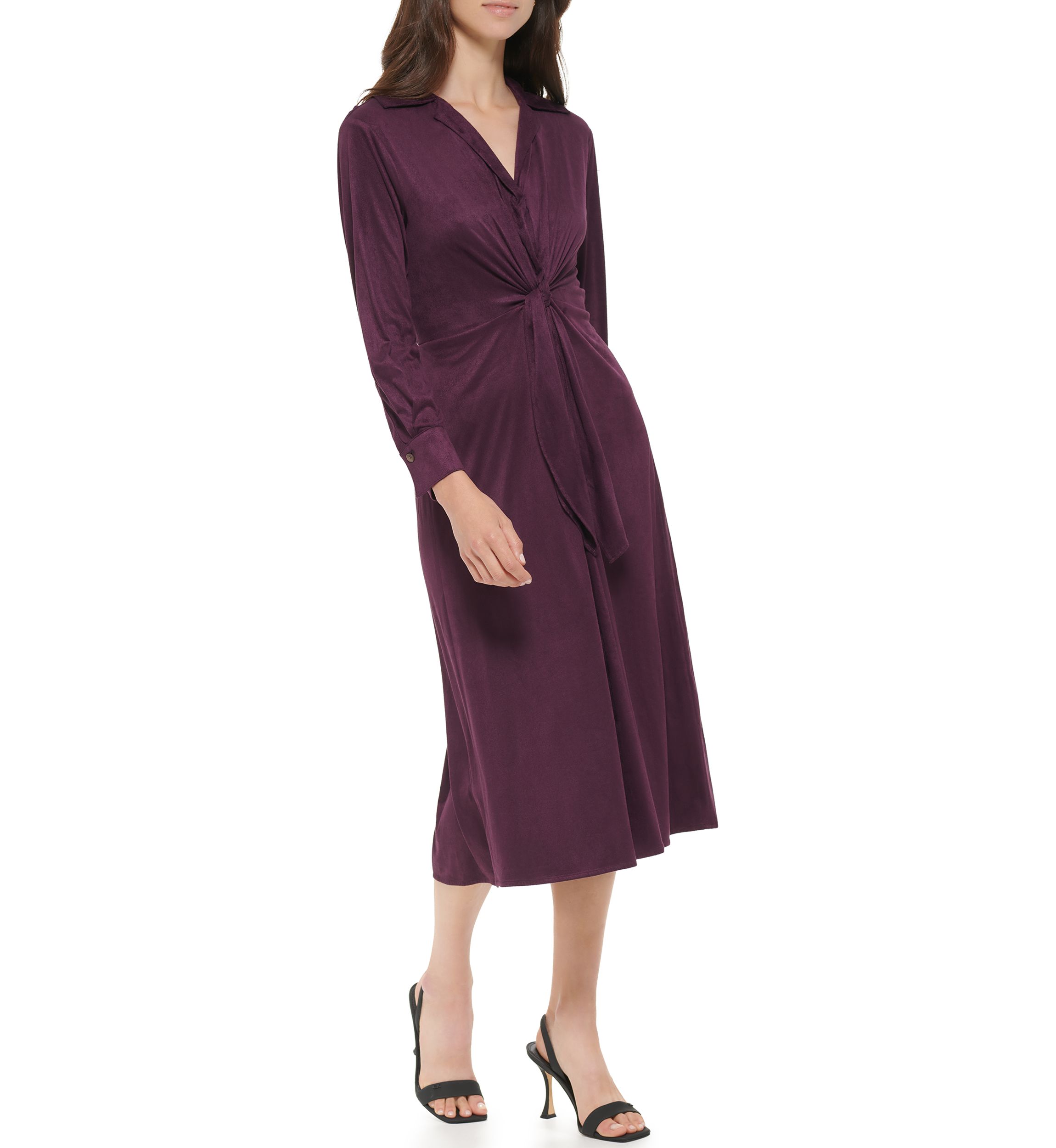 Womens Long Sleeve Tie Waist Dress