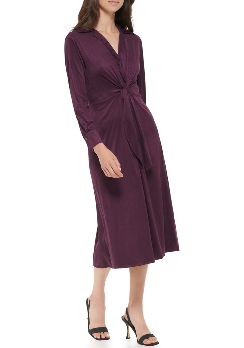 Womens Long Sleeve Tie Waist Dress