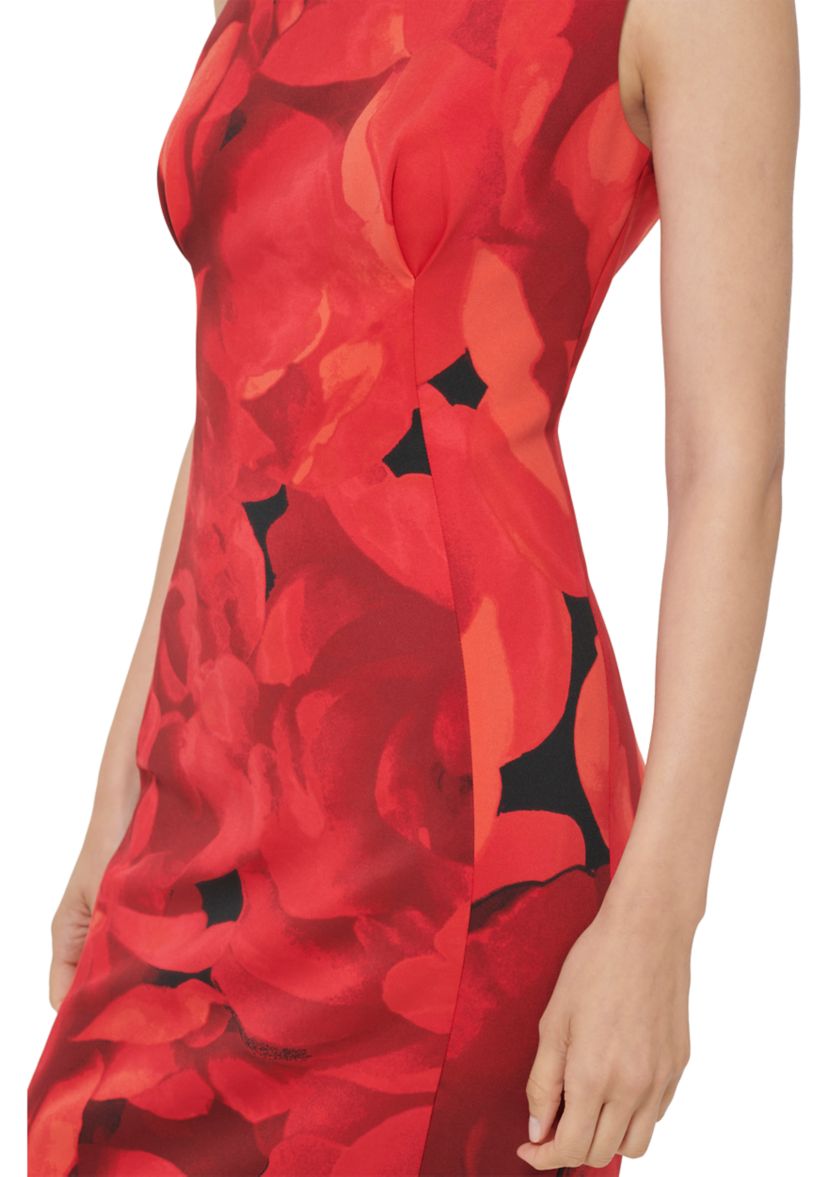 Womens Sleeveless Floral Print Shift Dress