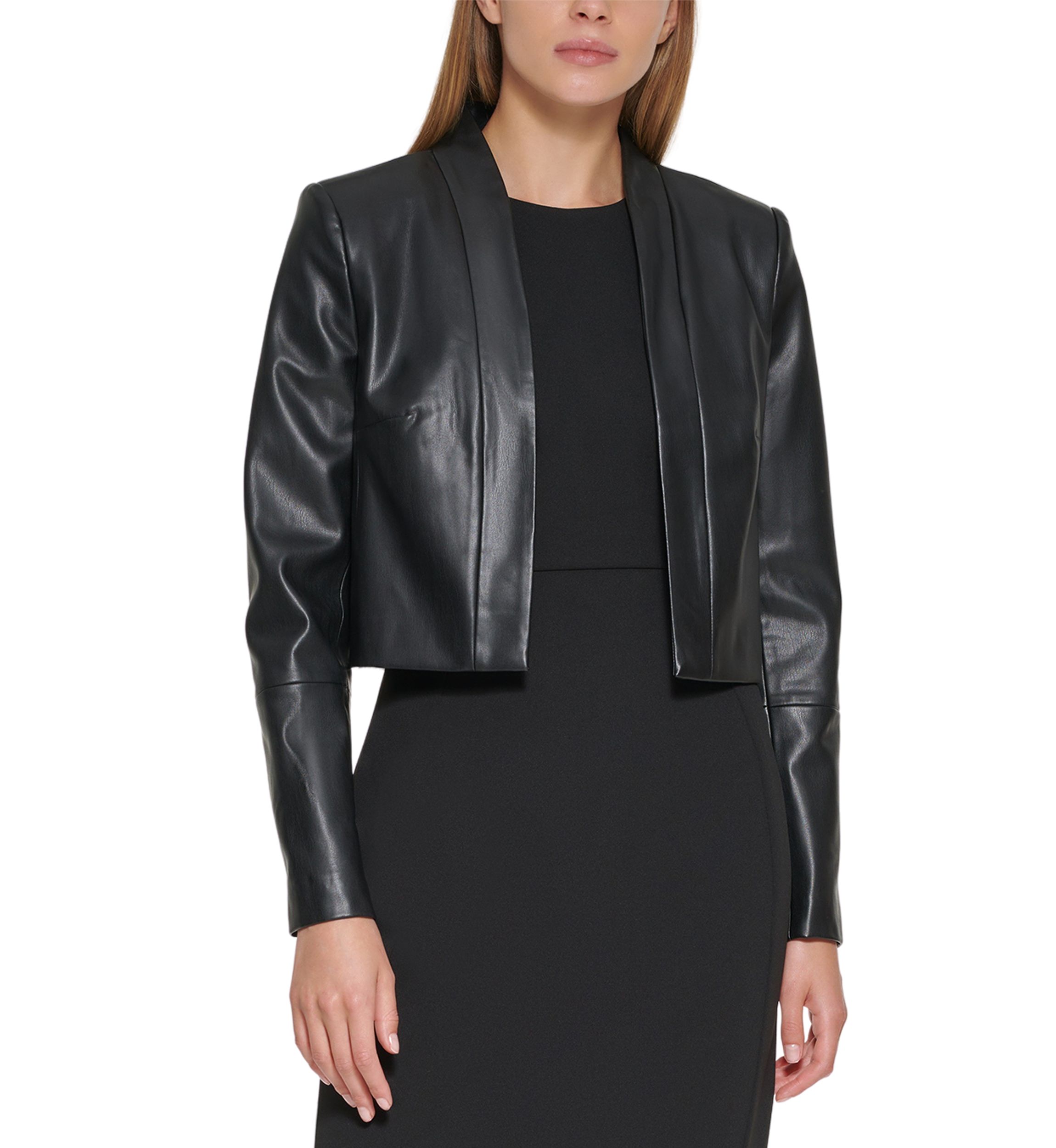 Womens Long Sleeve Faux Leather Jacket