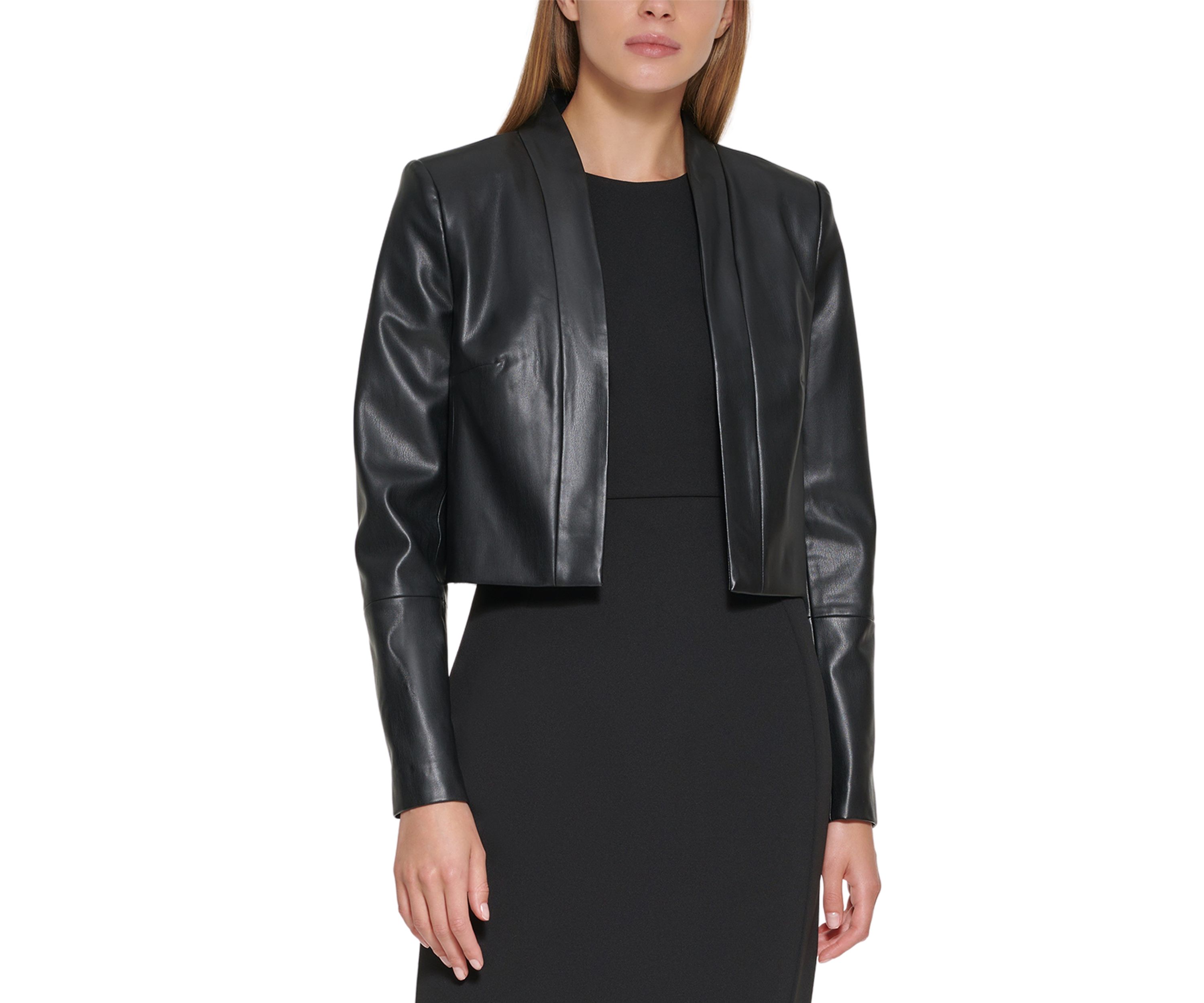 Womens Long Sleeve Faux Leather Jacket