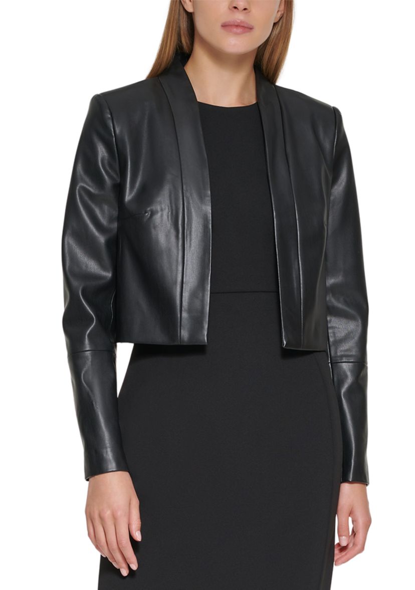 Womens Long Sleeve Faux Leather Jacket