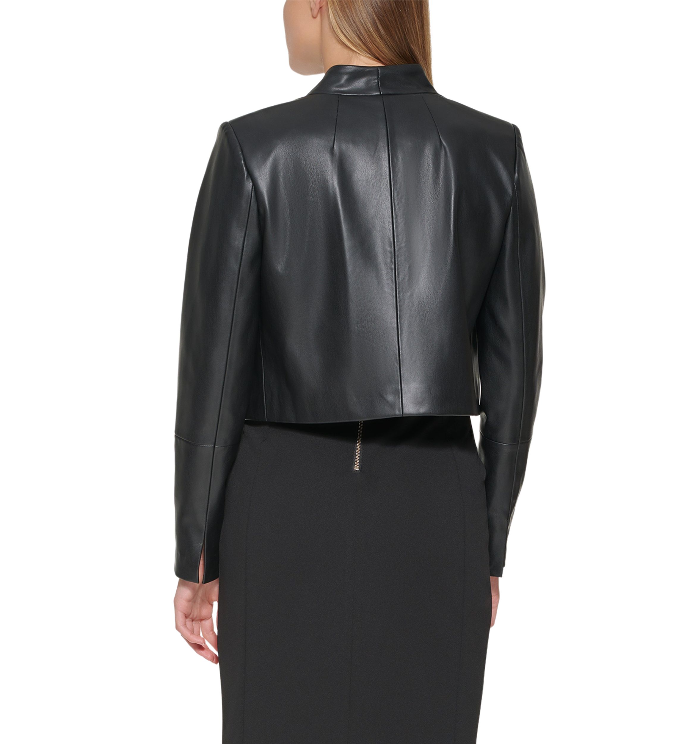 Womens Long Sleeve Faux Leather Jacket