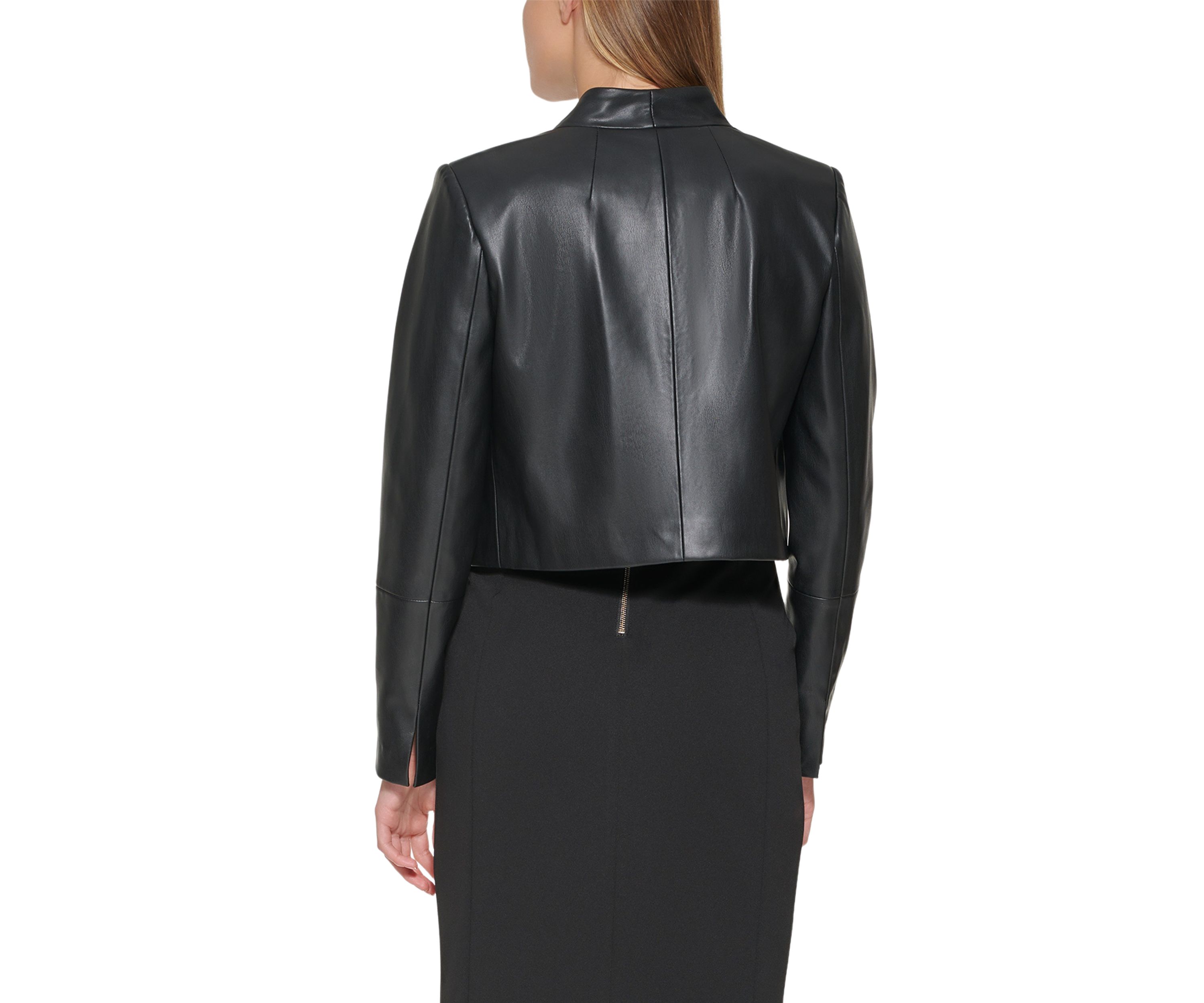 Womens Long Sleeve Faux Leather Jacket