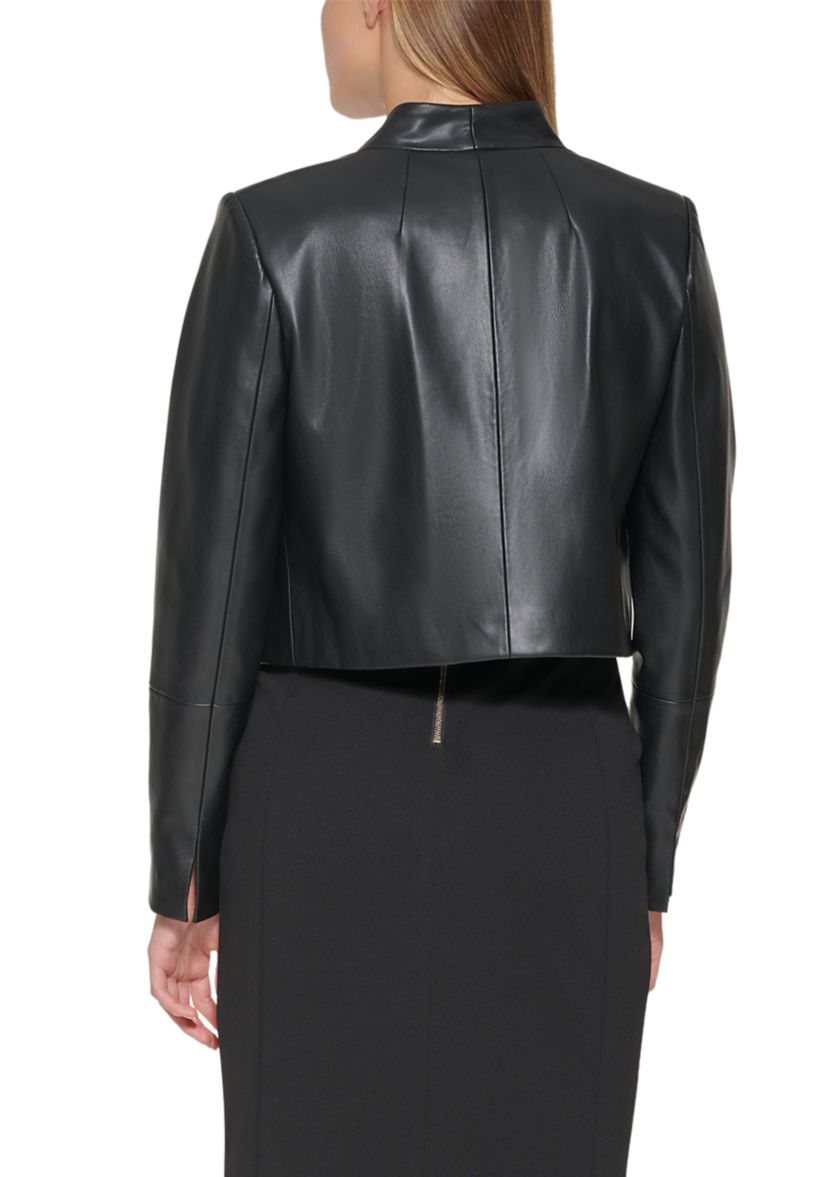 Womens Long Sleeve Faux Leather Jacket