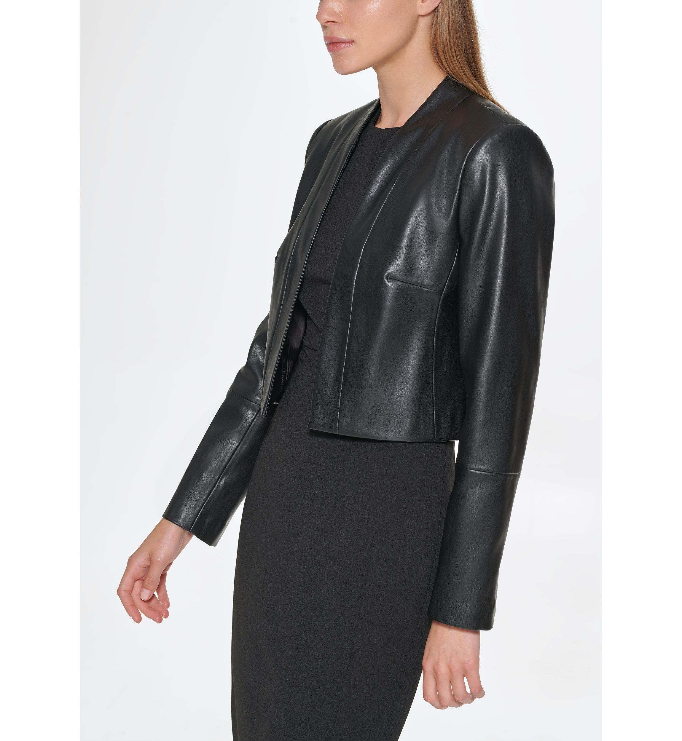 Womens Long Sleeve Faux Leather Jacket