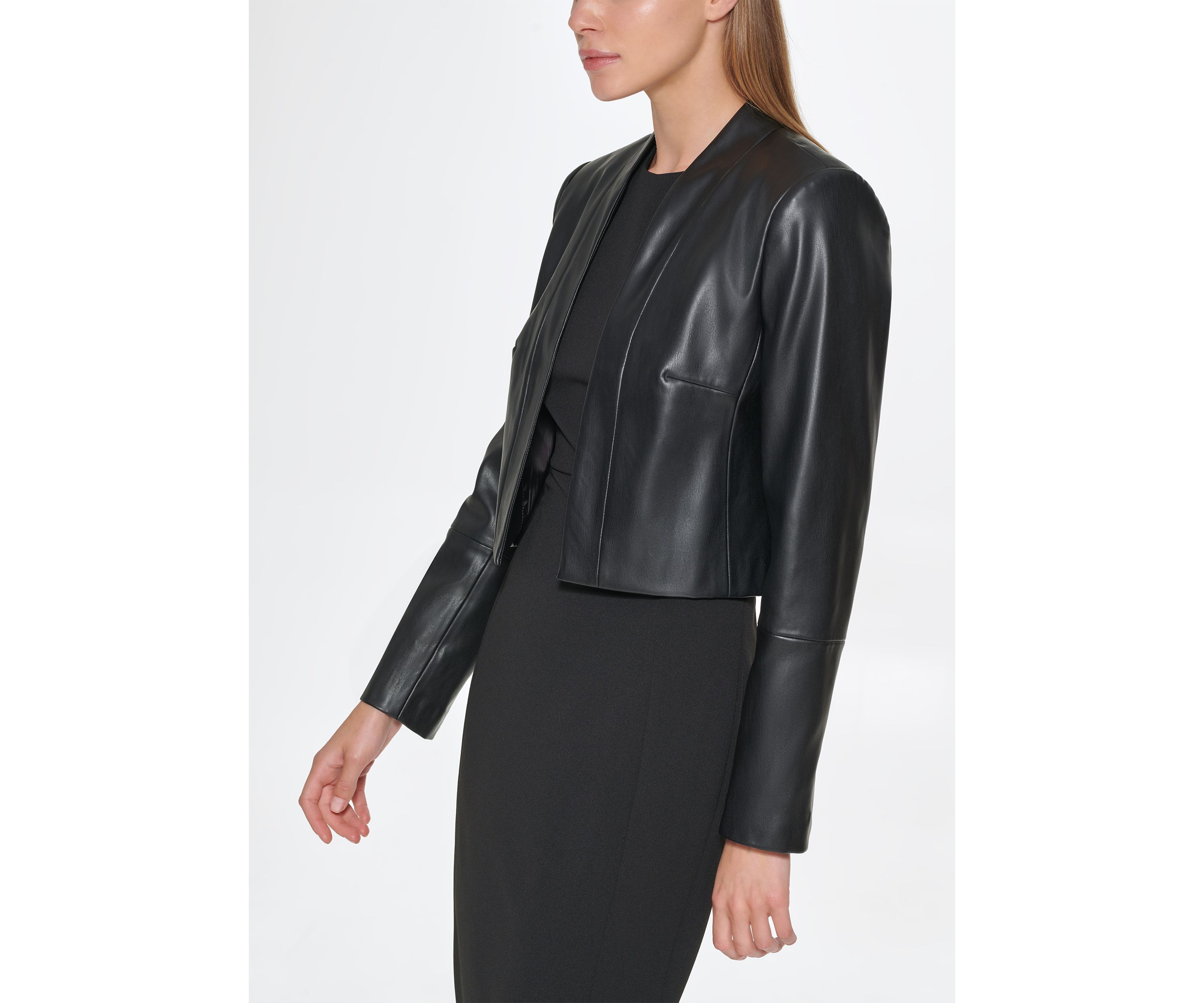 Womens Long Sleeve Faux Leather Jacket