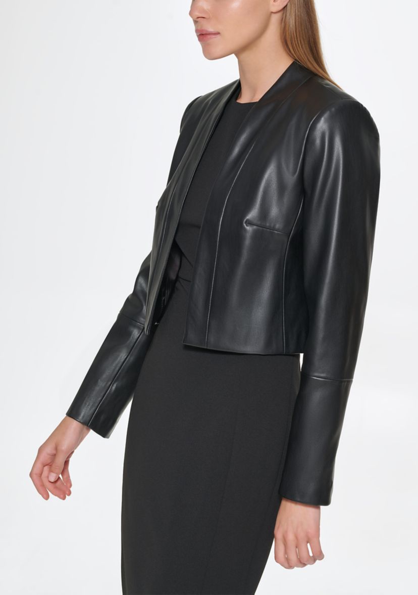 Womens Long Sleeve Faux Leather Jacket