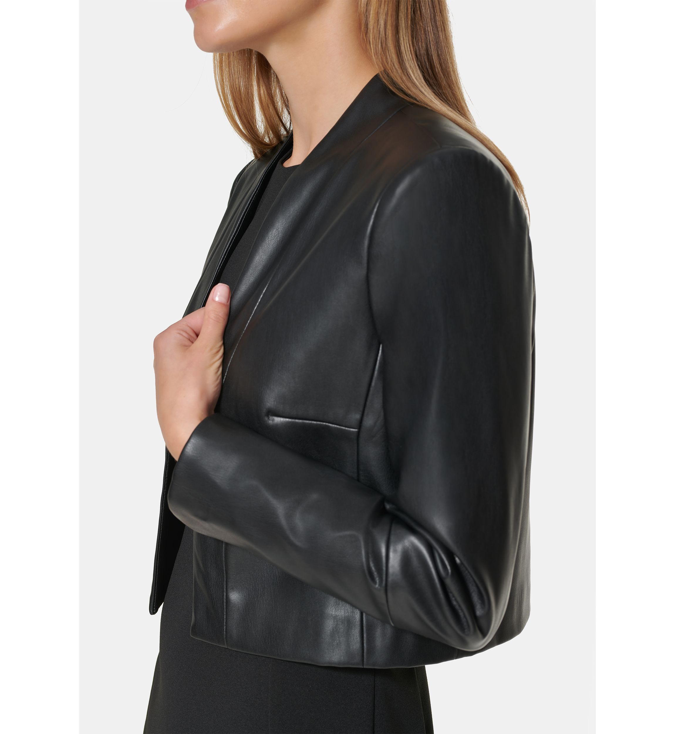 Womens Long Sleeve Faux Leather Jacket