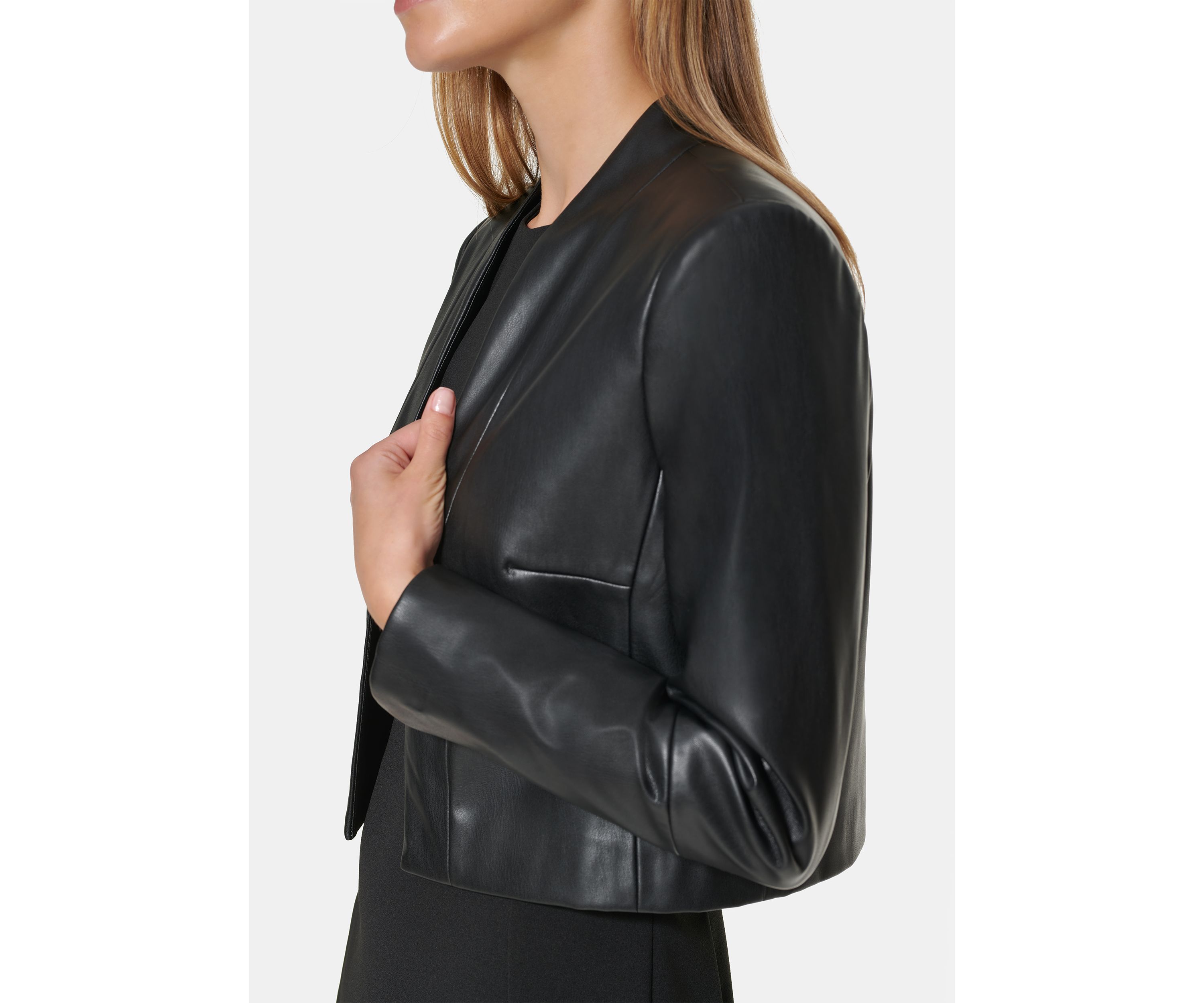 Womens Long Sleeve Faux Leather Jacket