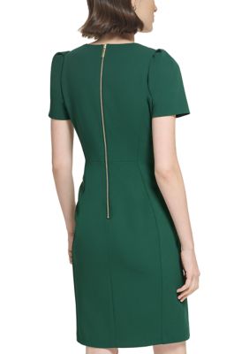 Buy Calvin Klein women round neck bell sleeve solid midi dress green Online