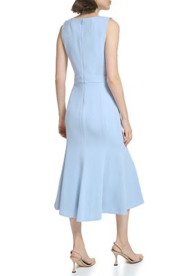 Calvin Klein Women's Sleeveless V-Neck Button Solid Sheath Midi Dress | belk