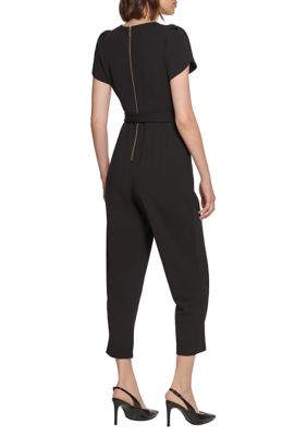 HUSH V-Neck Cotton Jersey Jumpsuit, Black, 4