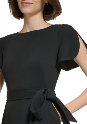 Calvin Klein Women's Short Tulip Sleeve Tie Waist Wide Leg Solid Jumpsuit |  belk