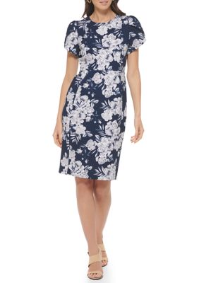 Calvin Klein Women's Short Sleeve Floral Printed Sheath Scuba Dress | belk