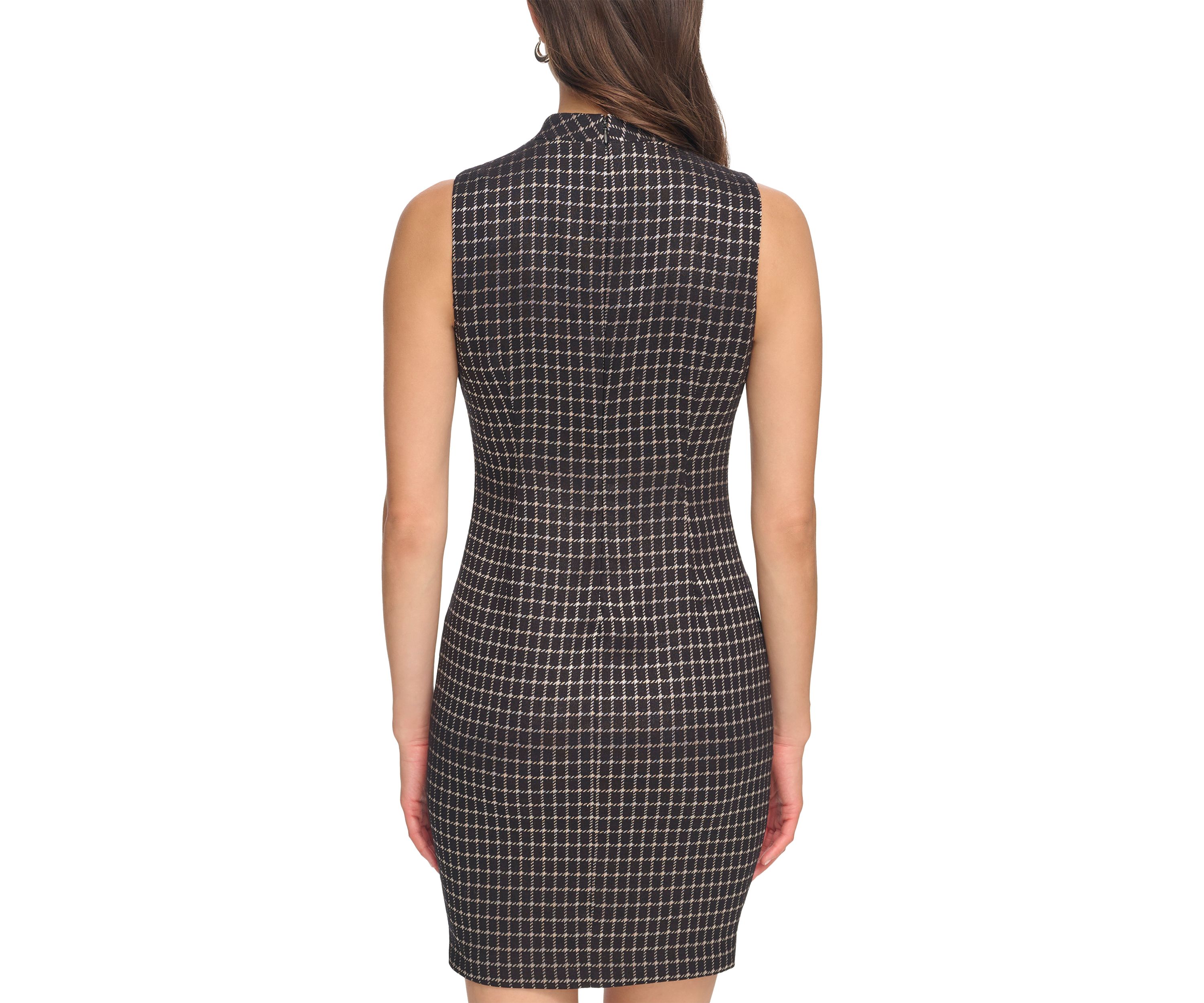 Womens Sleeveless Printed Solid Sheath Dress