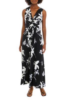 Women's Sleeveless V-Neck Floral Maxi Dress