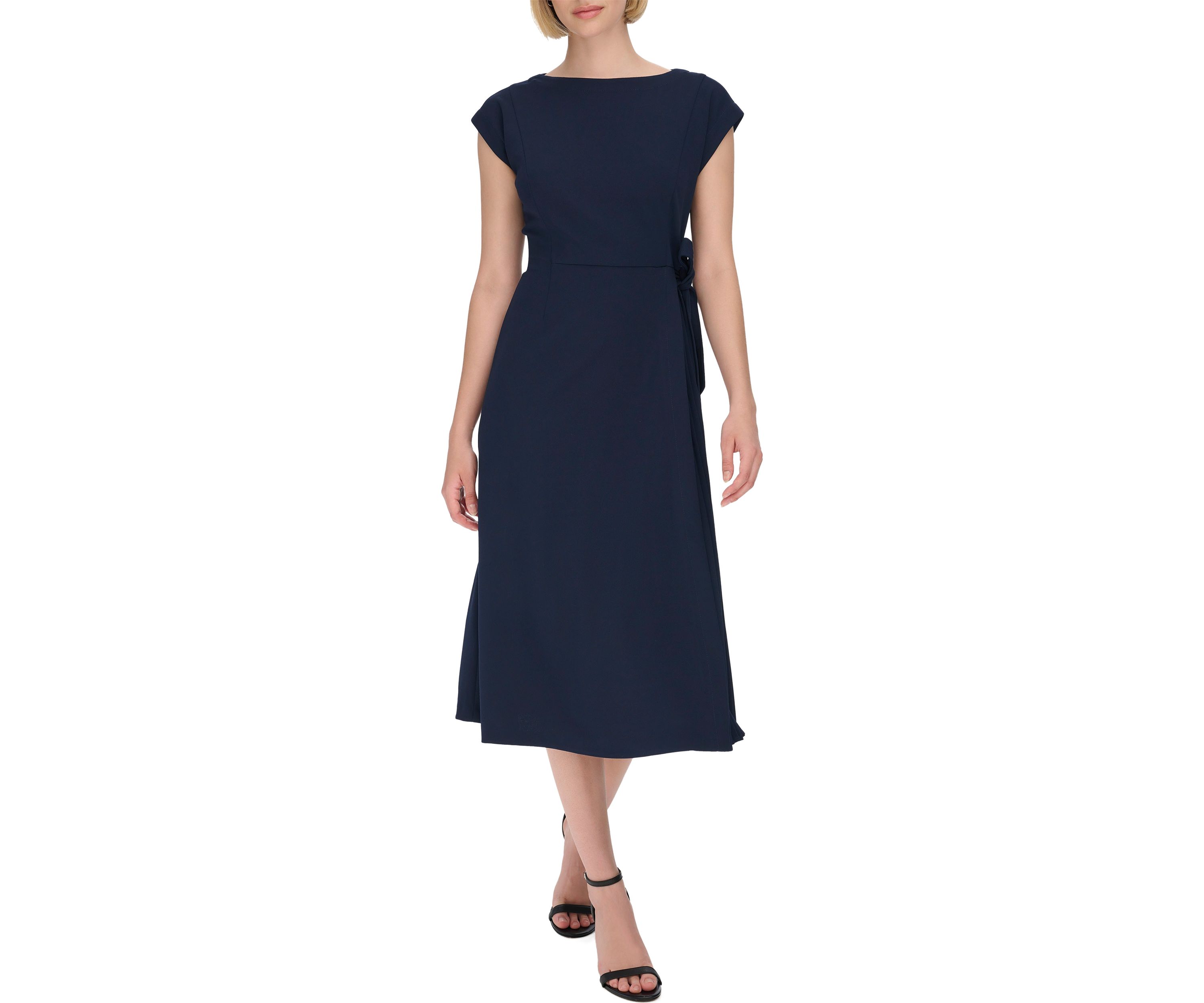 Womens Short Cap Sleeve Fit and Flare Dress