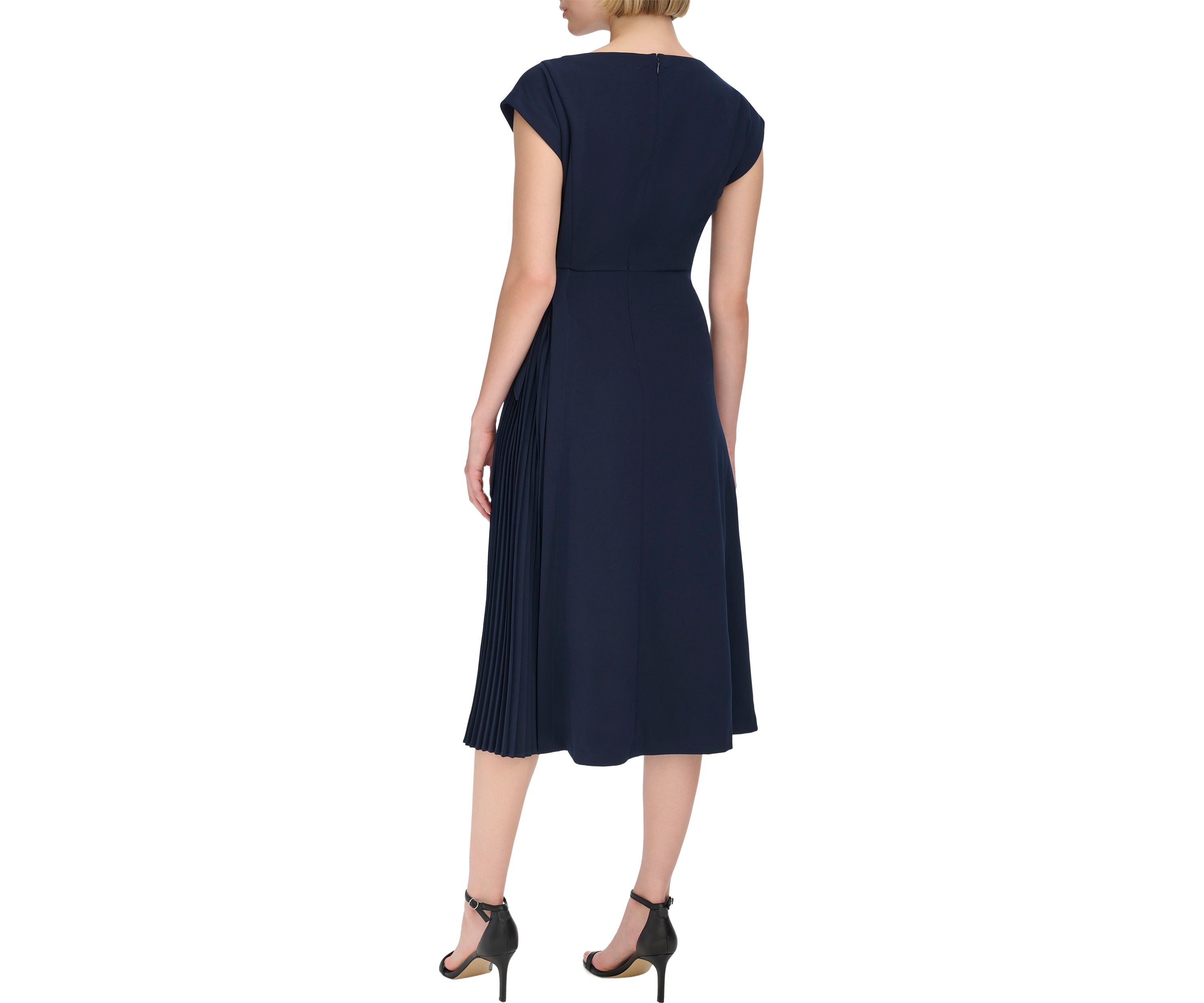 Womens Short Cap Sleeve Fit and Flare Dress