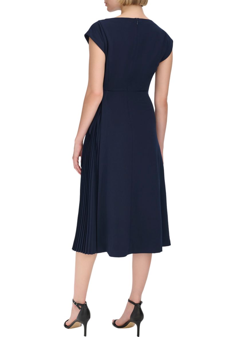 Womens Short Cap Sleeve Fit and Flare Dress