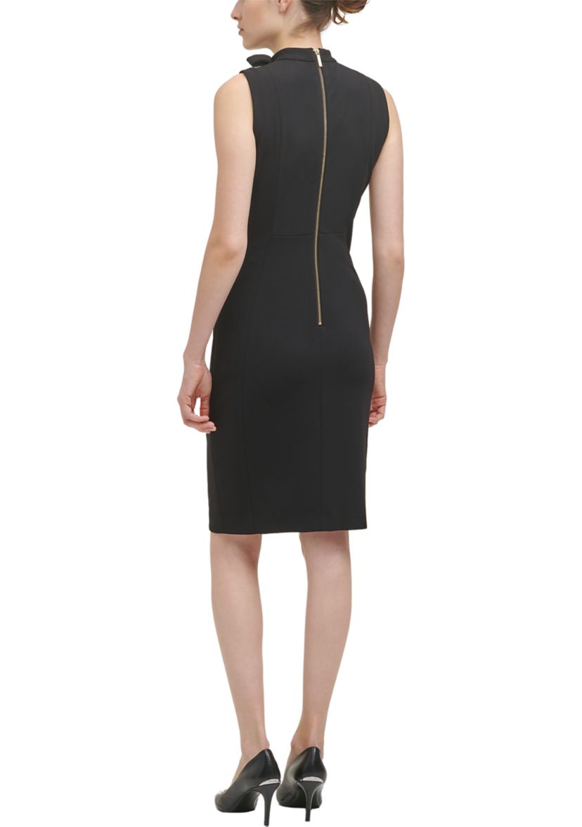 Womens Sleeveless Bow Halter Neck Sheath Dress