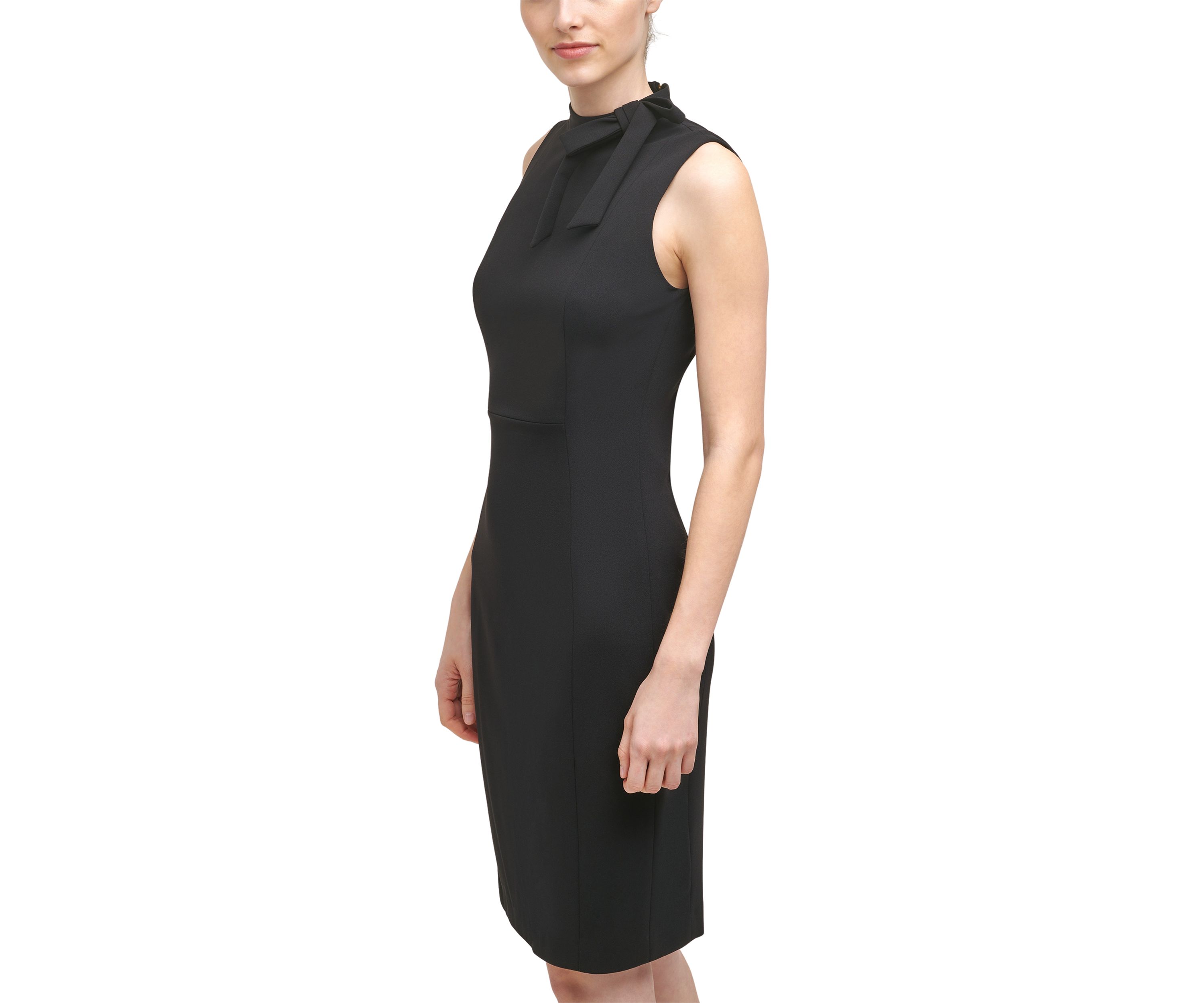 Womens Sleeveless Bow Halter Neck Sheath Dress